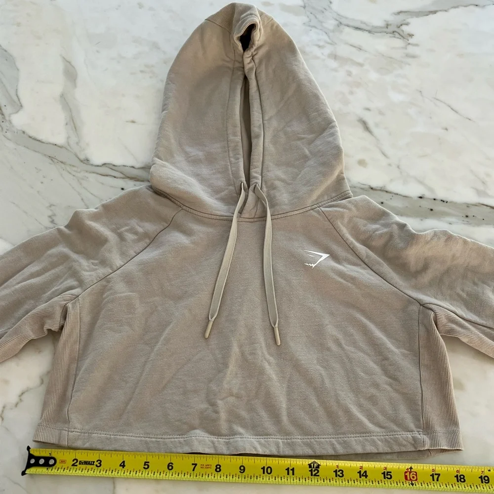 GYMSHARK BEIGE TONE CROPPED SWEATSHIRT HOODIE SIZE XS - Picture 8 of 14